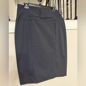 Worthington Dark Gray Pinstripe Pencil Skirt with Waist Detail